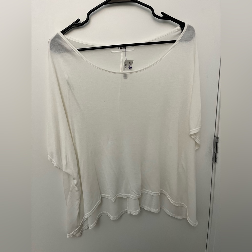 Able Modal White open neck tshirt. Size small